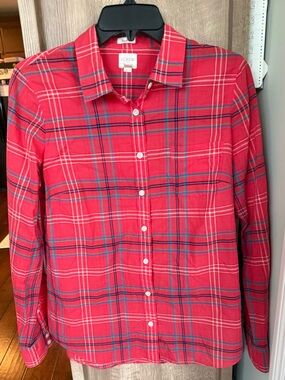 J. Crew Red and Blue Plaid Button-Down Shirt